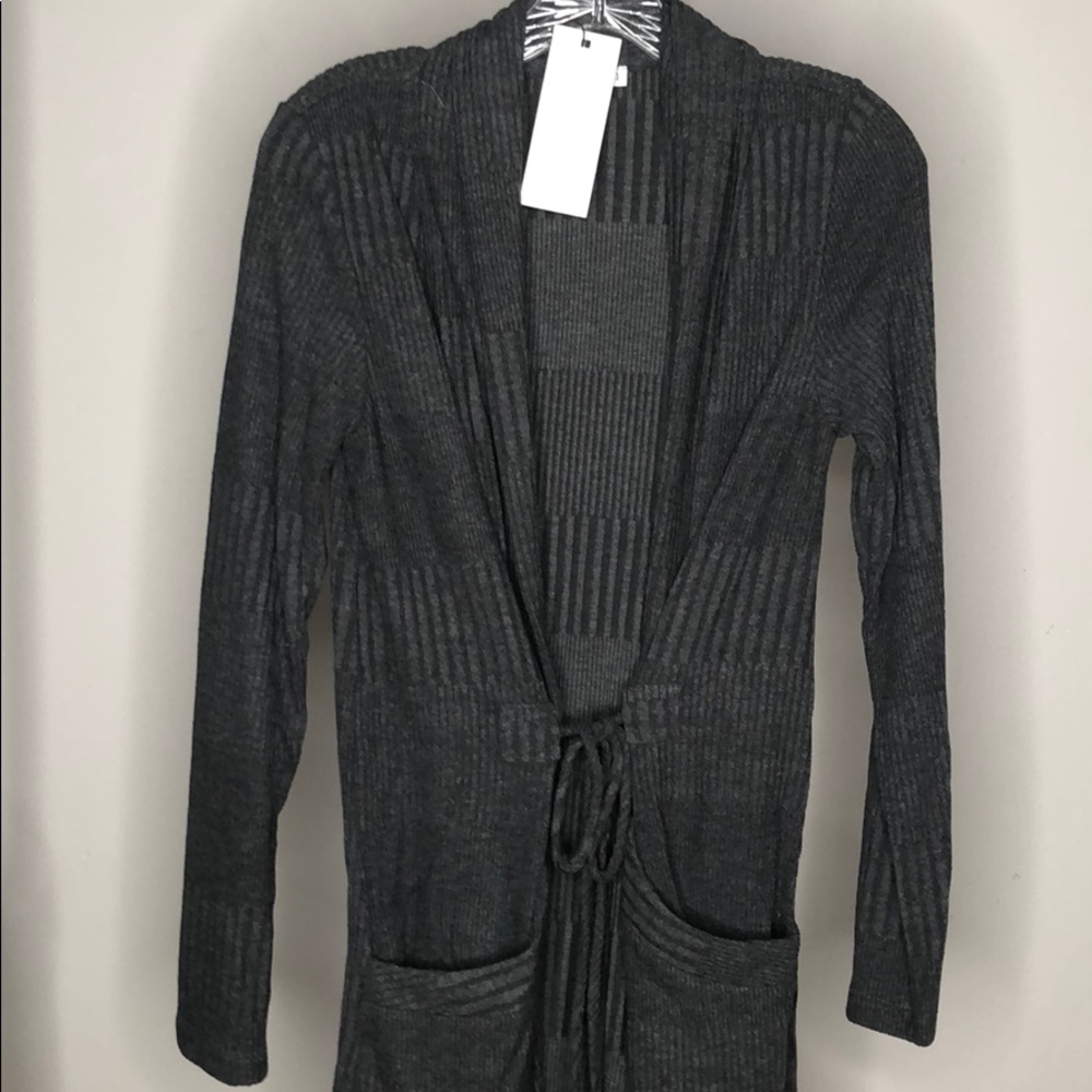 CHARCOAL KNIT CARDIGAN - Picture 6 of 9